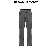 URBAN REVIVO 男装美式做旧水洗灰色直筒牛仔长裤 UMU840034 冷灰 31