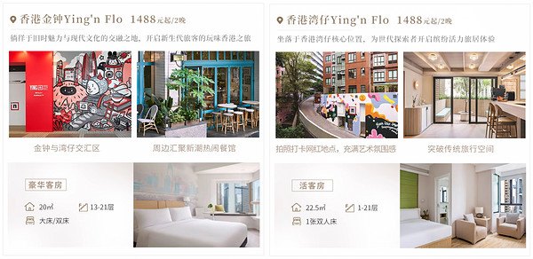 有史低、有新店，700不到/晚和香港港丽做邻居！朗廷酒店集团 全国12城18店指定房型2晚通兑套餐（可拆分用）