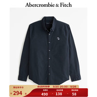 Abercrombie & Fitch 男装 24春夏美式休闲小麋鹿通勤牛津衬衫 355504-1 海军蓝 L (180/108A)