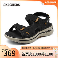 斯凯奇（Skechers）男鞋休闲凉鞋厚底减震户外沙滩鞋魔术贴露指凉拖229064 黑色/棕色/BKBR 39