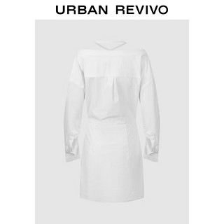 URBAN REVIVO 女时髦法式纯欲纽扣挂脖露肩连衣裙UWG740133 本白 XS