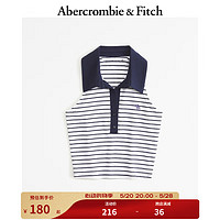 ABERCROMBIE & FITCH女装 24春夏新款修身美式小麋鹿短款Polo衫 KI139-4419 白色条纹 M(165/96A)