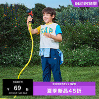 Gap男幼童2024夏季新款纯棉小熊印花logo撞色短袖T恤上衣465360