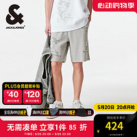 杰克·琼斯（JACK&JONES）夏季时尚潮男士舒适多口袋字母印花宽松休闲短裤男22429F052 G41 浅花灰色 G41 浅花灰色 170/76A/SR