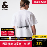 杰克·琼斯（JACK&JONES）夏季男士略宽松版型休闲时尚字母胶印设计圆领短袖T恤224201188 雪白色A06 常规 雪白色A06 S