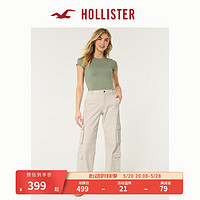 HOLLISTER24夏季美式4口袋高腰宽松休闲工装裤 女 KI356-4130 浅卡其色 160/64A