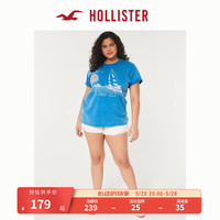 HOLLISTER24夏季美式印花棉质宽松圆领短袖T恤 女 KI357-3237 蓝色 S (165/88A)