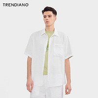 TRENDIANO国风压花短袖衬衫2024年夏季薄款外搭衬衫高级感男 米白 S
