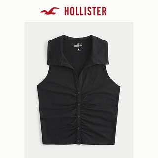 HOLLISTER24夏季美式辣妹修身无袖Polo衫T恤 女 KI339-4060 黑色 S(165/88A)