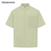 TRENDIANO休闲绣花短袖衬衫2024年夏季百搭潮流外搭上衣男潮 豆绿 XL