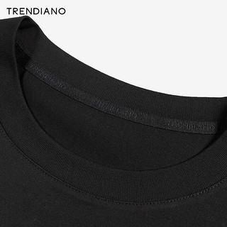 TRENDIANO潮趣烫印字母圆领T恤2024年夏季美式趣味穿搭短袖男 黑色 L