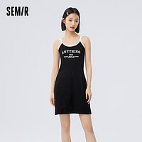 Semir 森马 连衣裙女字母短裙撞色显瘦2023夏季新款紧身吊带裙运动风时尚