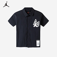 Jordan 耐克童装男童Jordan短袖2022夏季衬衫短T上衣 B457正黑色 110