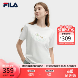 fila斐乐官方短袖t恤女2024夏猫咪刺绣亲肤纯棉上衣