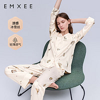 嫚熙（EMXEE）夏季月子服纯棉睡衣哺乳怀孕期家居服套装 香槟色动物世界 S
