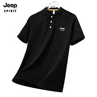 Jeep 吉普 短袖POLO衫男夏季时尚百搭商务休闲打底T恤衫 8802 黑色3XL