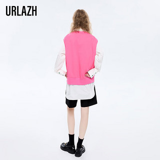 有兰（URLAZH）春季洋气时尚纯棉宽松粉色减龄背心针织衫短款LM1SY03 桃红色 L