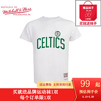 mitchell & ness 纯棉T恤男 NBA公牛猛龙黄蜂凯尔特人队全棉短袖男 MN圆领男士半袖 凯尔特人队-白色 L