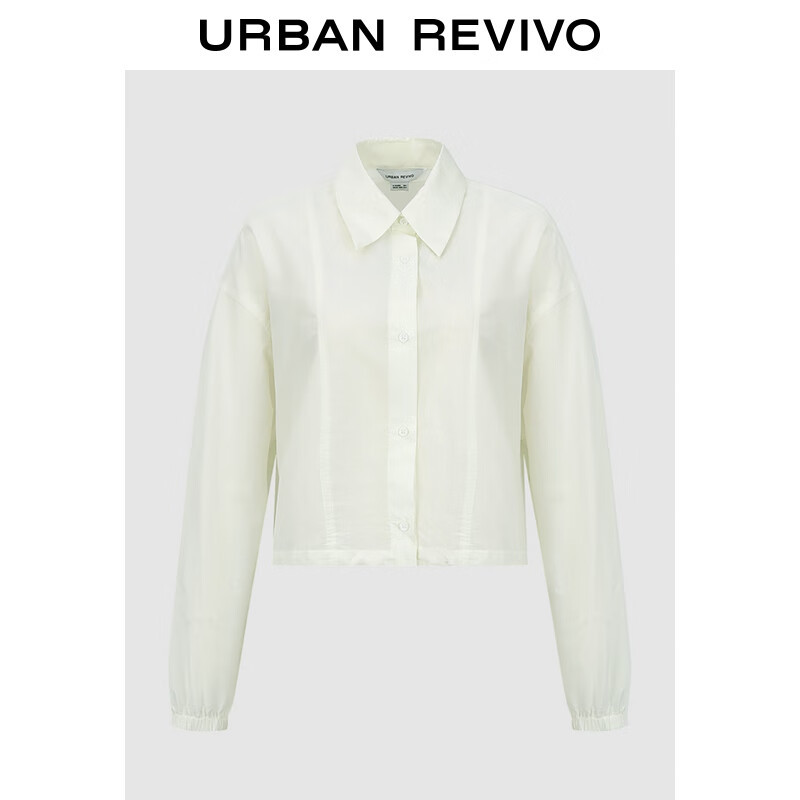 URBAN REVIVO 女士潮流休闲简约纽扣短款开襟衬衫 UWV240037
