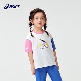 asics/亚瑟士童装2024儿童夏季短袖T恤奥运趣味凉感吸汗抗菌 0123白红色 120cm