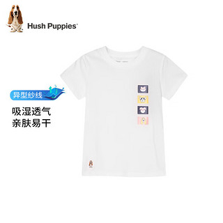 暇步士（Hush Puppies）童装男女童短袖圆领衫儿童短袖舒适柔软透气吸汗不易变形时尚休闲 (D款)云霞紫 170cm