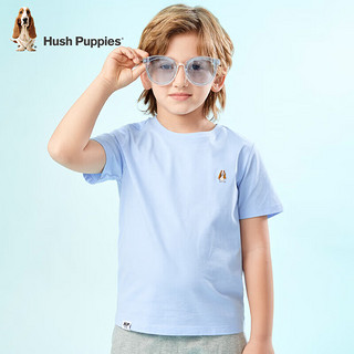 暇步士（Hush Puppies）童装男女童短袖圆领衫儿童短袖舒适柔软透气吸汗不易变形时尚休闲 (G款)暖卡其 120cm