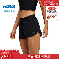 HOKA ONE ONE 新款女士夏季竞速短裤跑步舒适干爽透气轻量黑色 黑色 S