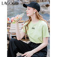 La·go·go 拉谷谷 Lagogo拉谷谷索罗娜短袖T恤女2024夏季简约百搭正肩