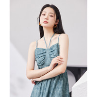 IEF/爱依服2024夏季法式浪漫淑女气质复古文艺风吊带长裙
