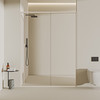 浪鲸（SSWW）一字型淋浴房不锈钢材钢化玻璃浴室卫生间隔断干湿分离家用淋浴房 【奶白】一固一活 不锈钢材 3.2平方