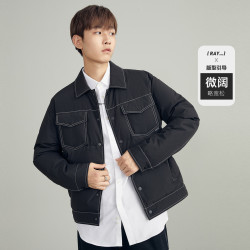 太平鸟 男装 羽绒服男明线设计翻领韩版时尚潮流衬衫式外套男冬装多少