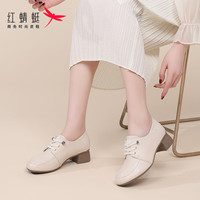 红蜻蜓 RED DRAGONFLY女鞋英伦粗跟鞋女牛皮皮鞋女通勤单鞋子女 WLB14256