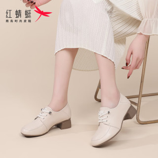 红蜻蜓 RED DRAGONFLY女鞋英伦粗跟鞋女牛皮皮鞋女通勤单鞋子女 WLB14256
