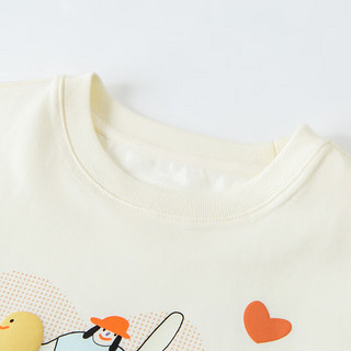 迷你巴拉巴拉【凉感速干】女童夏季抗菌套装宝宝短袖两件套 奶白10501 130cm