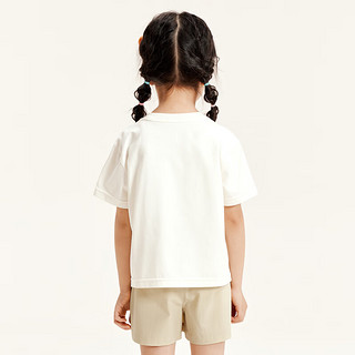 迷你巴拉巴拉【凉感速干】女童夏季抗菌套装宝宝短袖两件套 奶白10501 130cm