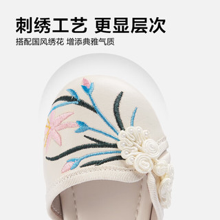 意尔康儿童凉鞋包头2024年夏季女童公主鞋国风刺绣皮鞋半凉鞋