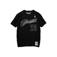 mitchell & ness 宽松男士T恤纯棉短袖 NBA骑士队詹姆斯MN圆领运动T恤夏季