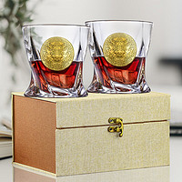 高斯（Glass）捷克水晶玻璃威士忌酒杯龙年龙神真金礼盒包装乔迁 两只礼盒 340ml