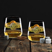 高斯（Glass）捷克水晶玻璃轻奢洋酒杯高档龙年高端威士忌酒杯礼盒套装 对杯礼盒 22K真金龙
