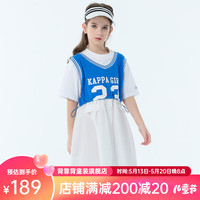 Kappa Kids卡帕儿童女童夏季套装裙子柔软舒适学院风中大童 蓝色 160