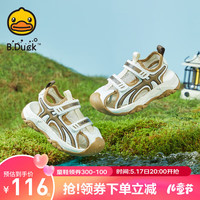 B.Duck小黄鸭童鞋男童凉鞋2024新款夏季软底防滑儿童沙滩鞋女童休闲鞋 白