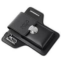 歌柏妮手机包腰包男工地手机皮套腰包多功能薄款可放烟盒挂钥匙穿皮带包 黑色【可放手机+烟盒】