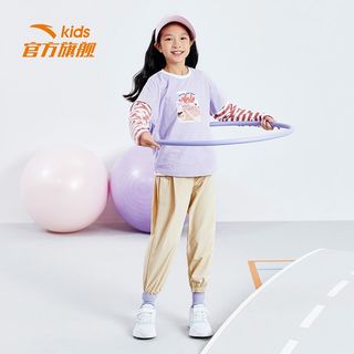 ANTA 安踏 儿童T恤年春季T恤女童打底衫春装长袖小童半袖纯棉上衣女