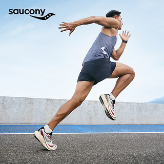 Saucony索康尼全速2跑鞋男全掌碳板专业竞速训练马拉松透气运动鞋SLAY2 白黑红3 43