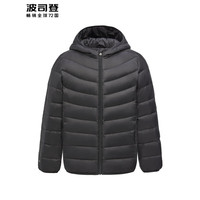 波司登2024春季男女儿童羽绒服短款经典百搭薄款连帽外套T40135540 黑色 160/80