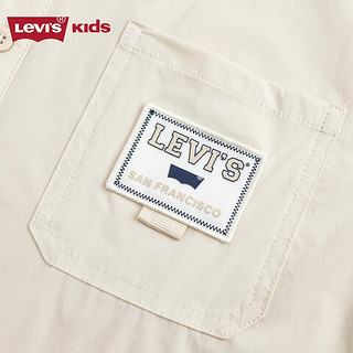 Levi's李维斯童装24夏儿童薄款长袖衬衫男童拼接网孔上衣 浅沙色 110/52(4)