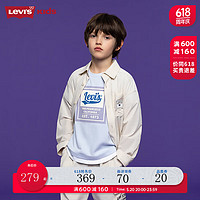 Levi's李维斯童装24夏儿童薄款长袖衬衫男童拼接网孔上衣 浅沙色 160/80(XL)