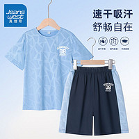 百亿补贴：JEANSWEST 真维斯 童装男童夏装t恤大童夏季休闲衣服男孩运动服儿童短袖套装