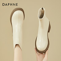 DAPHNE 达芙妮 厚底短靴女白色春秋季单靴切尔西靴2023新款英伦风马丁靴女