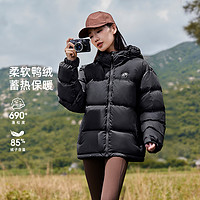 CAMEL 骆驼 熊猫系列户外羽绒服2023秋冬男女款加厚鸭绒防风黑冰衣服144A